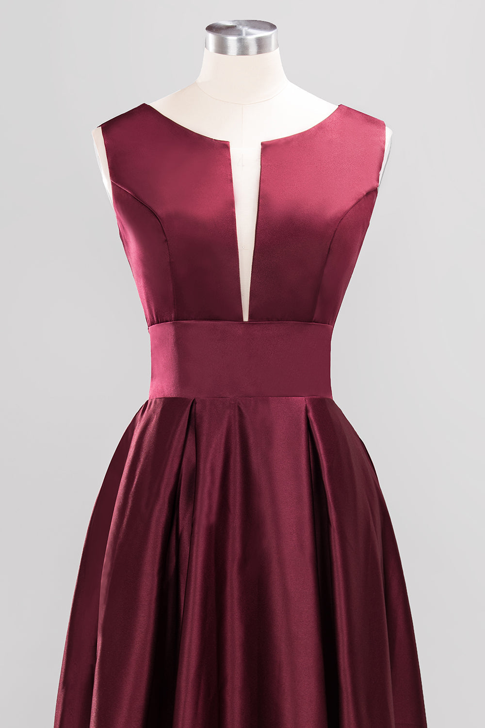 Vintage Deep-V-Neck Long Burgundy Bridesmaid Dress Online-Babyonlines