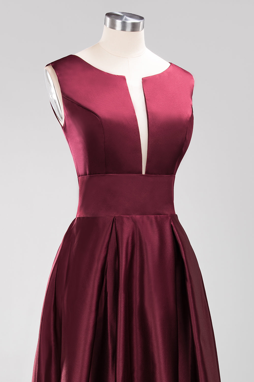 Vintage Deep-V-Neck Long Burgundy Bridesmaid Dress Online-Babyonlines
