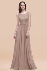 Vintage Lace Scoop Sleeveless Dark Blue Bridesmaid Dress with V-Back-Babyonlines