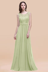 Vintage Lace Scoop Sleeveless Dark Blue Bridesmaid Dress with V-Back-Babyonlines