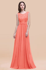 Vintage Lace Scoop Sleeveless Dark Blue Bridesmaid Dress with V-Back-Babyonlines