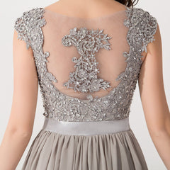 Vintage Silver Sleeveless Long Bridesmaid Dress With Appliques-Babyonlines