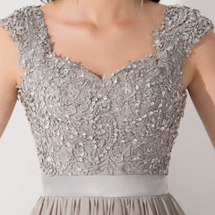 Vintage Silver Sleeveless Long Bridesmaid Dress With Appliques-Babyonlines