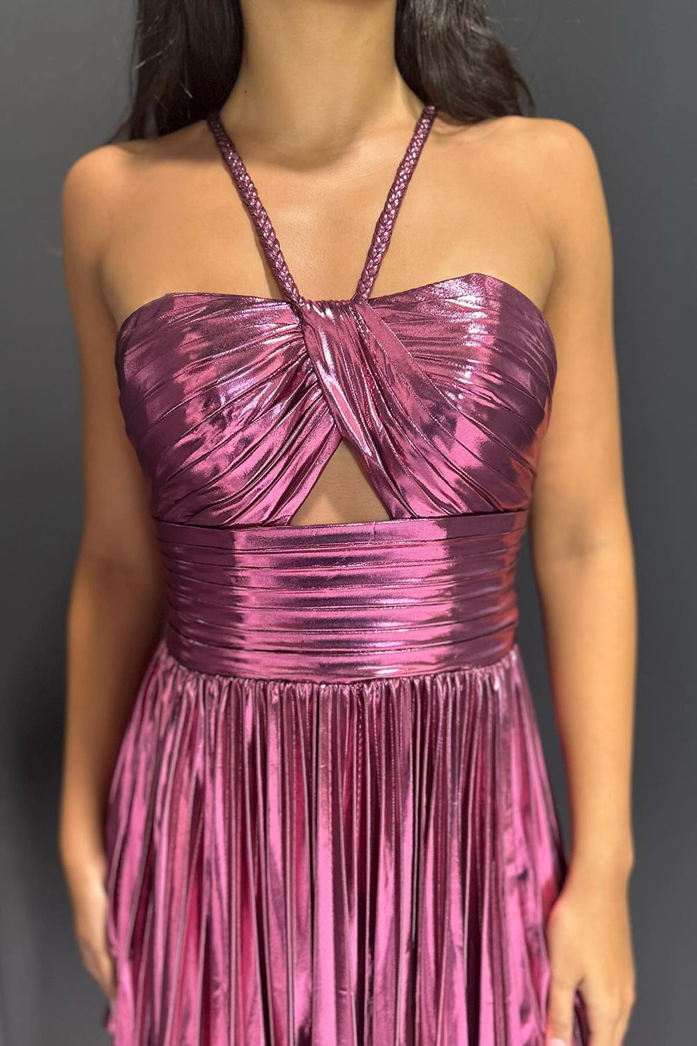 Silver A Line Halter Short Homecoming Dress