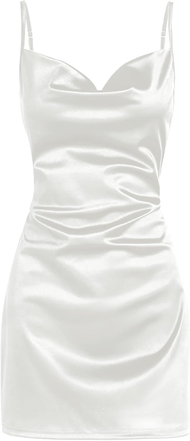 Satin Sleeveless Spaghetti Strap Mini Homecoming Dress