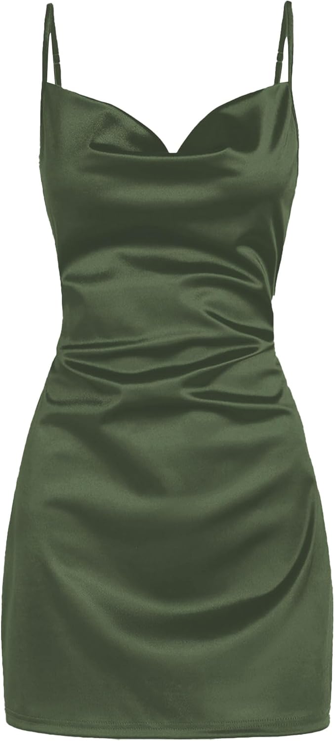 Satin Sleeveless Spaghetti Strap Mini Homecoming Dress