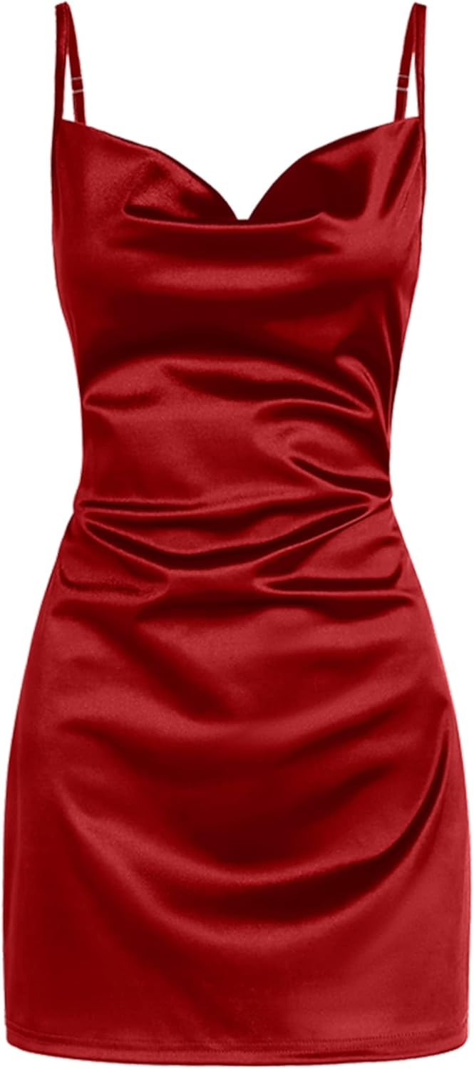 Satin Sleeveless Spaghetti Strap Mini Homecoming Dress