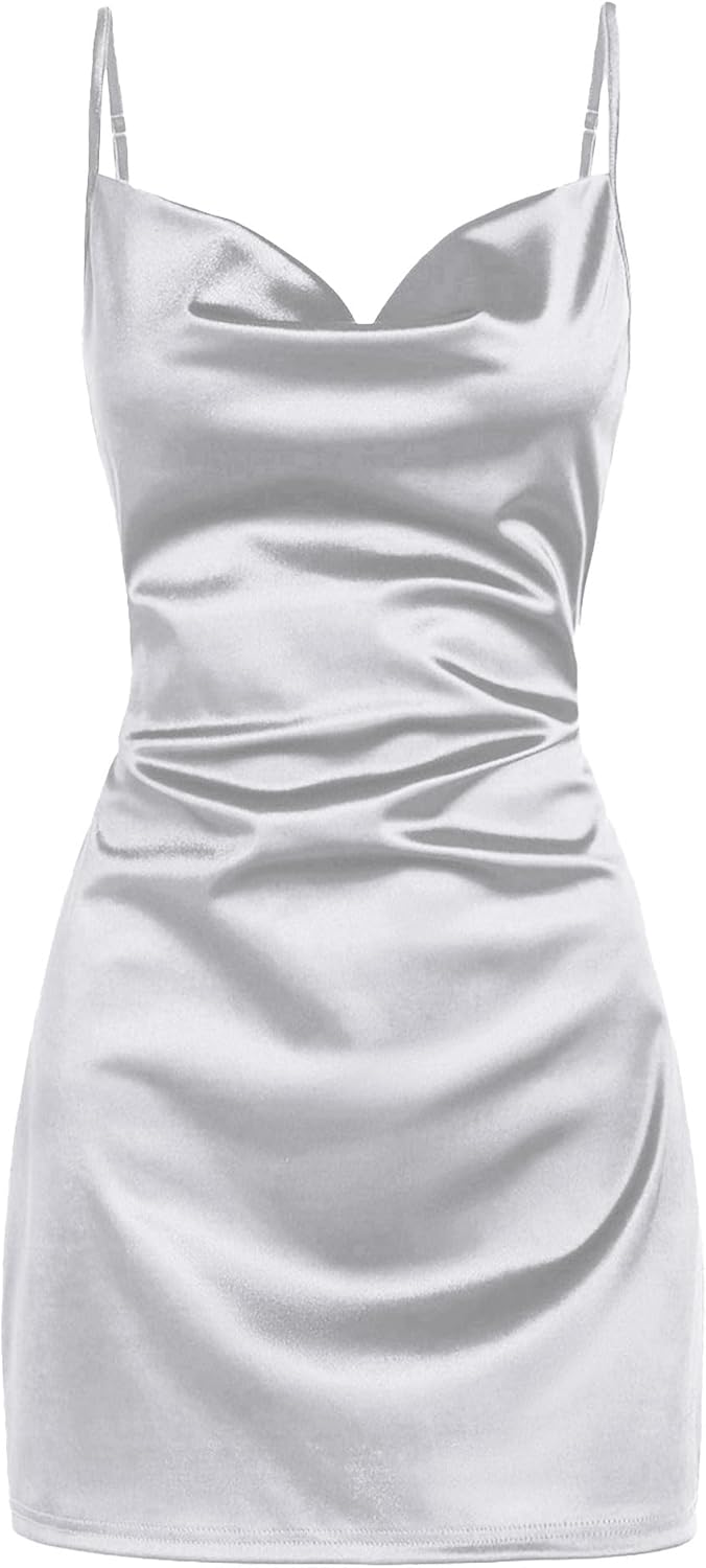 Satin Sleeveless Spaghetti Strap Mini Homecoming Dress