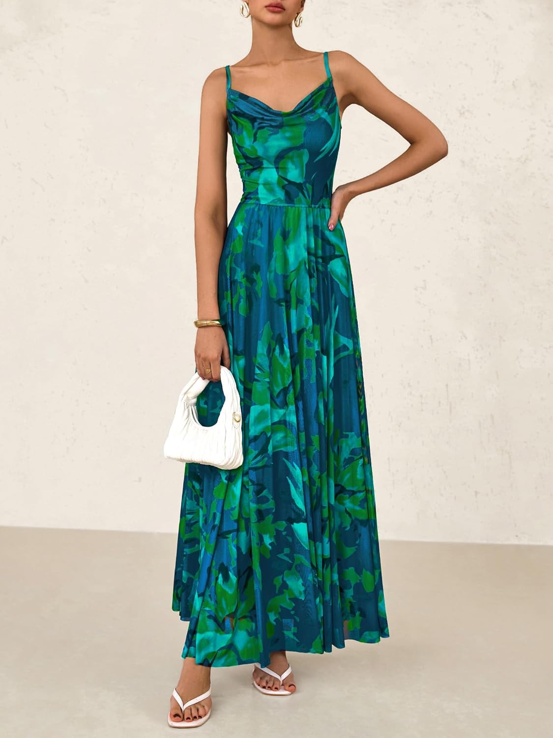 Women Floral Maxi Summer Dresses Elegant Spaghetti Strap Dress