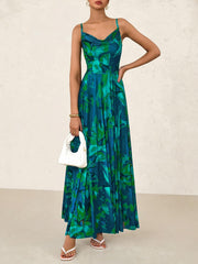 Women Floral Maxi Summer Dresses Elegant Spaghetti Strap Dress