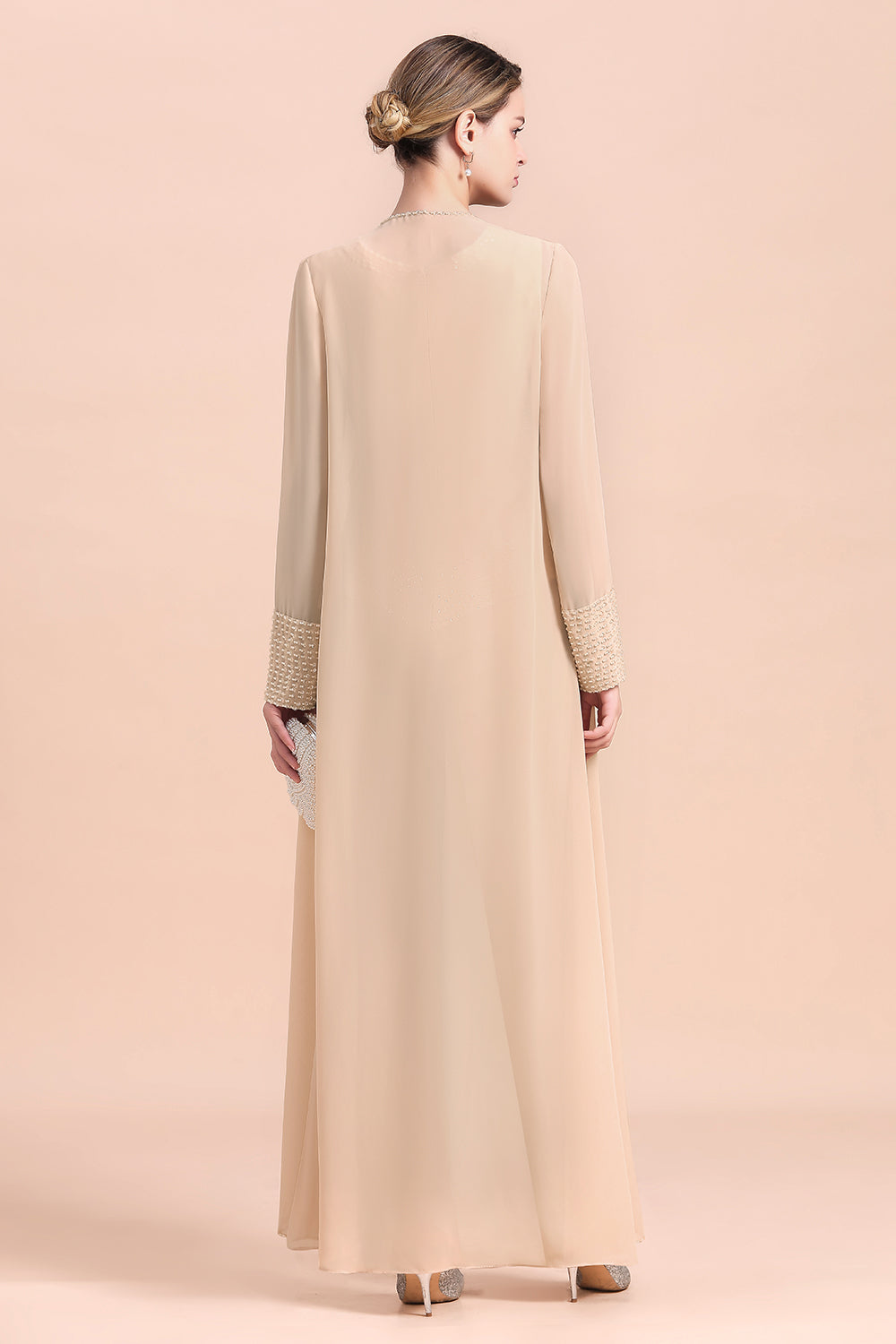 Champagne Long Sleeve Mother Of The Bride Jumpsuit with Long Jacket Babyonlines 