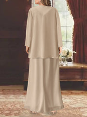 Sheath Column V Neck Ankle Length Mother of the Bride Dress with Jacket and Sequins Beading