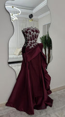 Beaded Fairytale Mikado Evening Gown With Dramatic Train