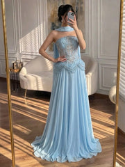 Nude Beaded Chiffon Luxury Evening Dress