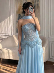 Nude Beaded Chiffon Luxury Evening Dress