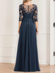 A Line Princess V Neck Half Sleeves Floor Length Sequin Mother of the Bride Dress