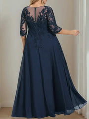 A Line Princess V Neck Half Sleeves Floor Length Sequin Mother of the Bride Dress