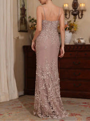 Two Pieces Sheath Column Scoop Neck Half Sleeves Floral Beaded Lace Floor Length Mother of the Bride Dress