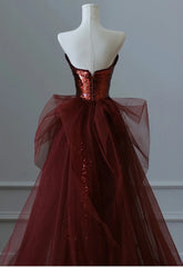 Strapless Mermaid Sequins Tulle Prom Dress