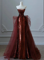 Strapless Mermaid Sequins Tulle Prom Dress