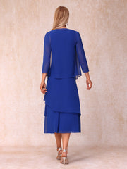 Sheath Column Scoop Sleeveless Mother of the Bride Dress with Ruched Details and Matching Jacket