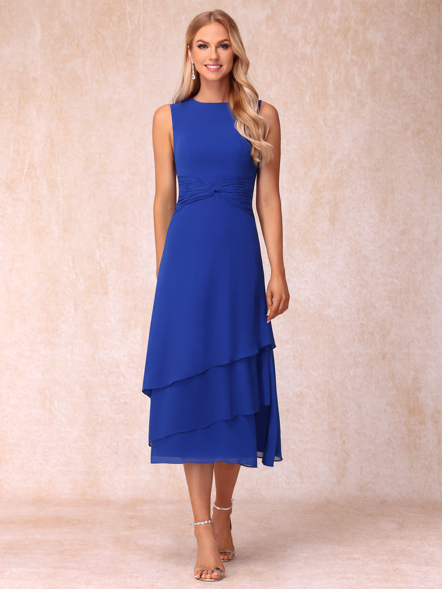 Sheath Column Scoop Sleeveless Mother of the Bride Dress with Ruched Details and Matching Jacket