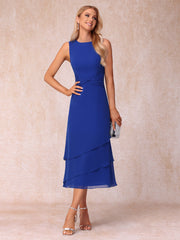 Sheath Column Scoop Sleeveless Mother of the Bride Dress with Ruched Details and Matching Jacket