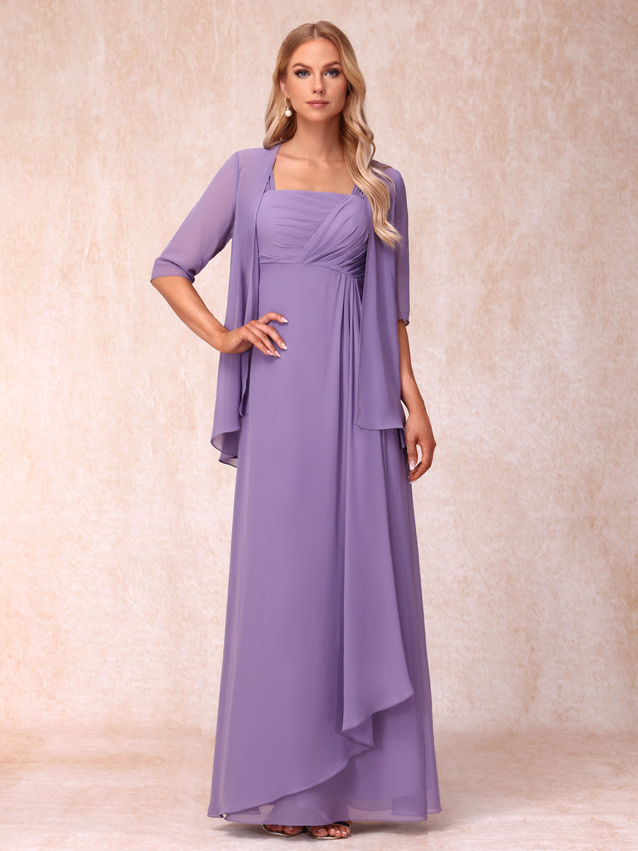 A Line Princess Sleeveless Mother of the Bride Dress with Ruffles and Matching Jacket