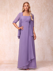 A Line Princess Sleeveless Mother of the Bride Dress with Ruffles and Matching Jacket