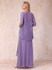 A Line Princess Sleeveless Mother of the Bride Dress with Ruffles and Matching Jacket