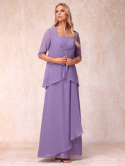 A Line Princess Sleeveless Mother of the Bride Dress with Ruffles and Matching Jacket