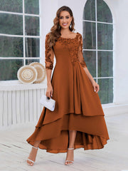 Mother of the Bride A-Line Half Sleeves Appliques High-Low Dress