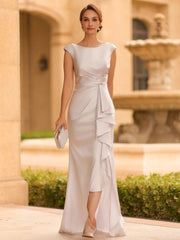 Regal Sheath Scoop Ruffles Floor Length Mother of the Bride Dress