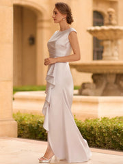 Regal Sheath Scoop Ruffles Floor Length Mother of the Bride Dress