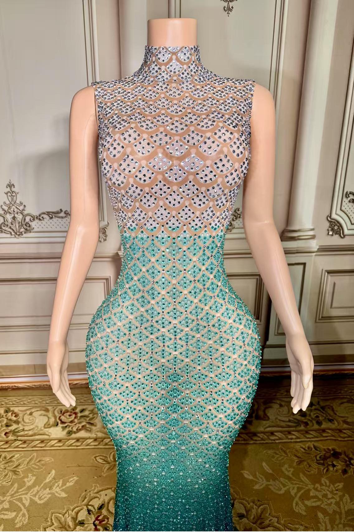 Diamonds Illusion High Neck Sleeveless Natural Straight Prom Dress-Babyonlines