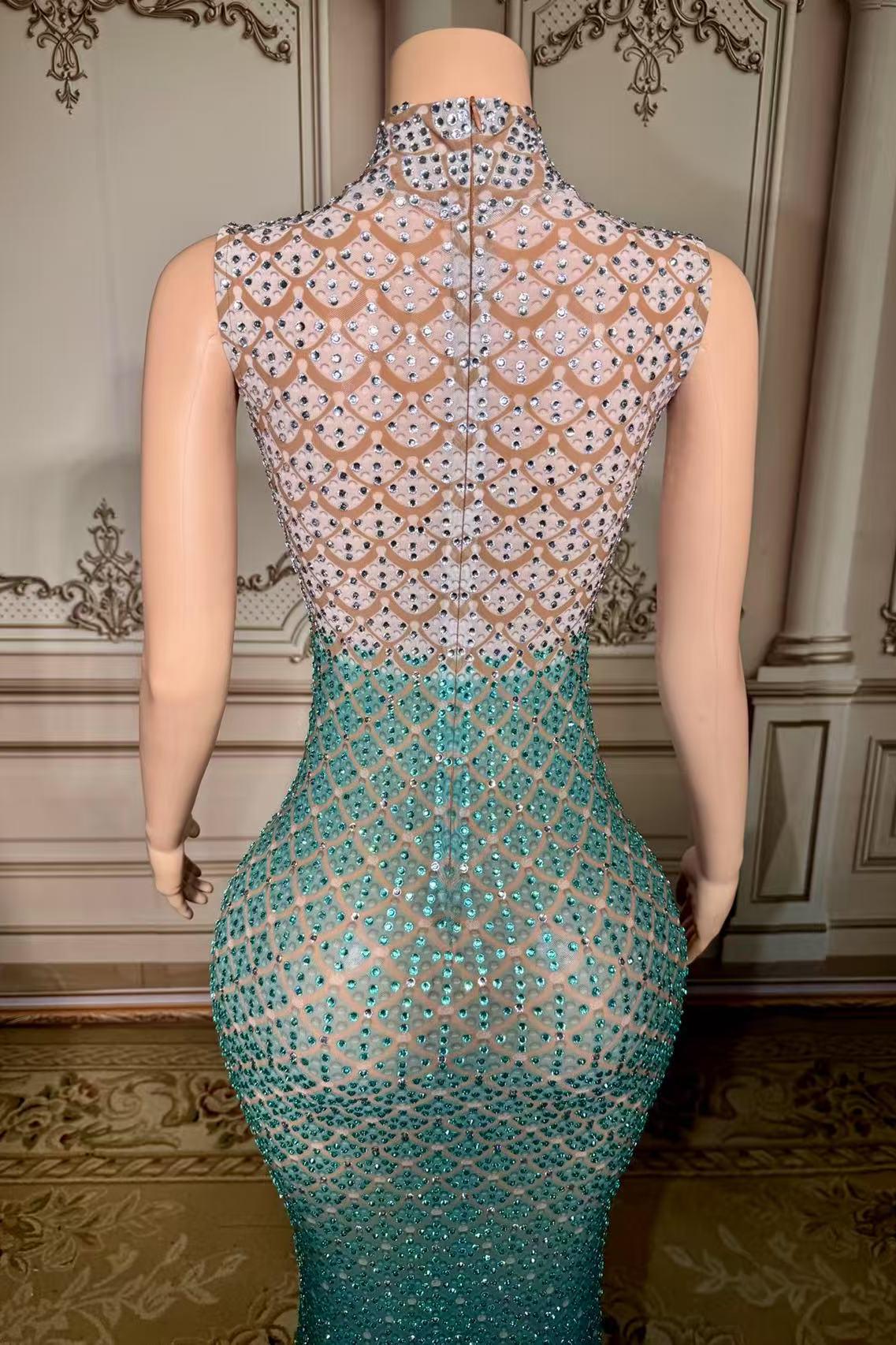 Diamonds Illusion High Neck Sleeveless Natural Straight Prom Dress-Babyonlines