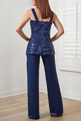 Elegant Chiffon Long Sleeve Mother Of The Bride Jumpsuit with Jacket Babyonlines 