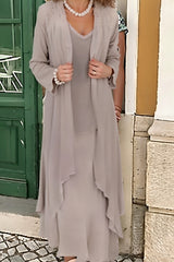 Gray Chiffon Long Mother Of The Bride Dress with Jacket Babyonlines 