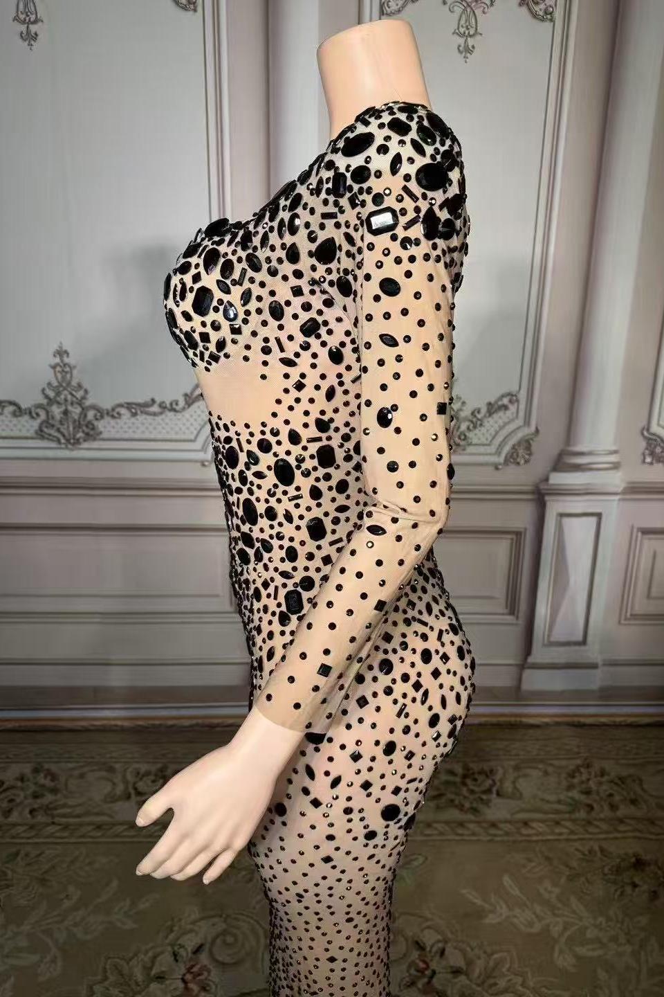 Long Sleeve Sweetheart Diamonds Floor-Length Prom Dress -babyonlines 