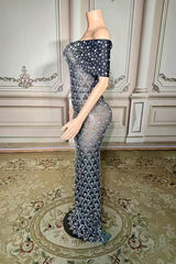 Long Straight Tulle V-neck Diamonds Sleeveless Zipper Prom Dress - babyonlines 