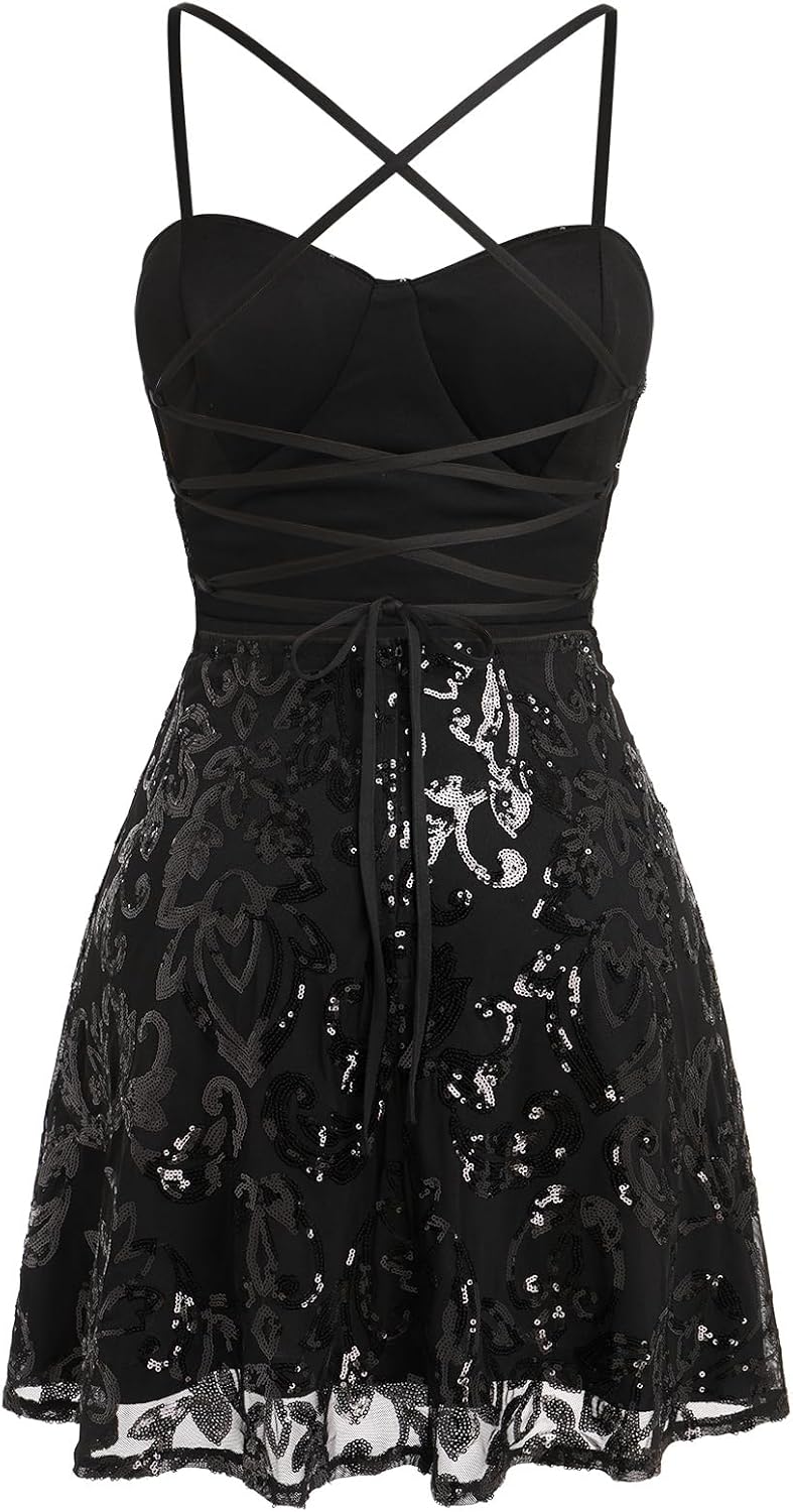 Spaghetti Straps Sparkly Sequins A Line Short Homecoming Dress
