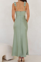 Summer Satin Spaghetti Strap V Neck Wedding Guest Dresses