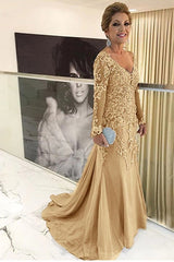 V-neck Tulle Long Sleeve Lace Mother Of The Bride Dresses Babyonlines 