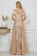 Elegant A Line Off Shoulder Mother of the Bride Dresses with Ruched Bodice Bow and Appliques