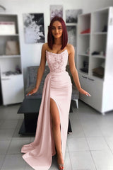Amazing Strapless Mermaid Long Split Prom Dress with Appliques and Ruffles