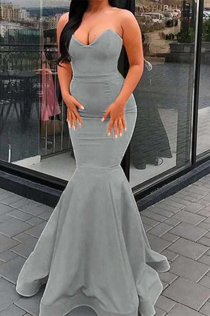 Amazing Yellow Strapless Sweetheart Mermaid Long Prom Dress