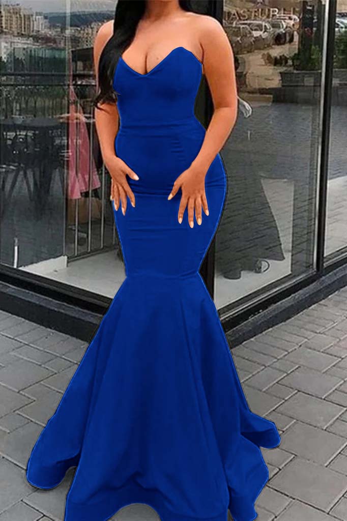 Amazing Yellow Strapless Sweetheart Mermaid Long Prom Dress