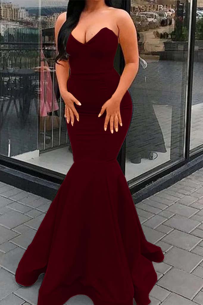 Amazing Yellow Strapless Sweetheart Mermaid Long Prom Dress