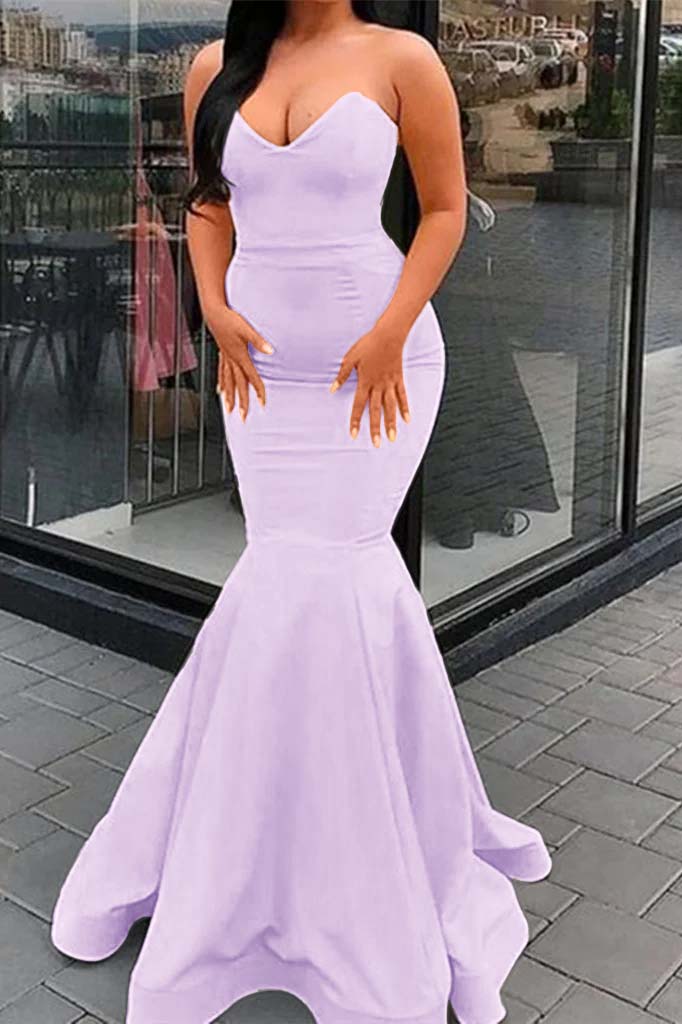 Amazing Yellow Strapless Sweetheart Mermaid Long Prom Dress