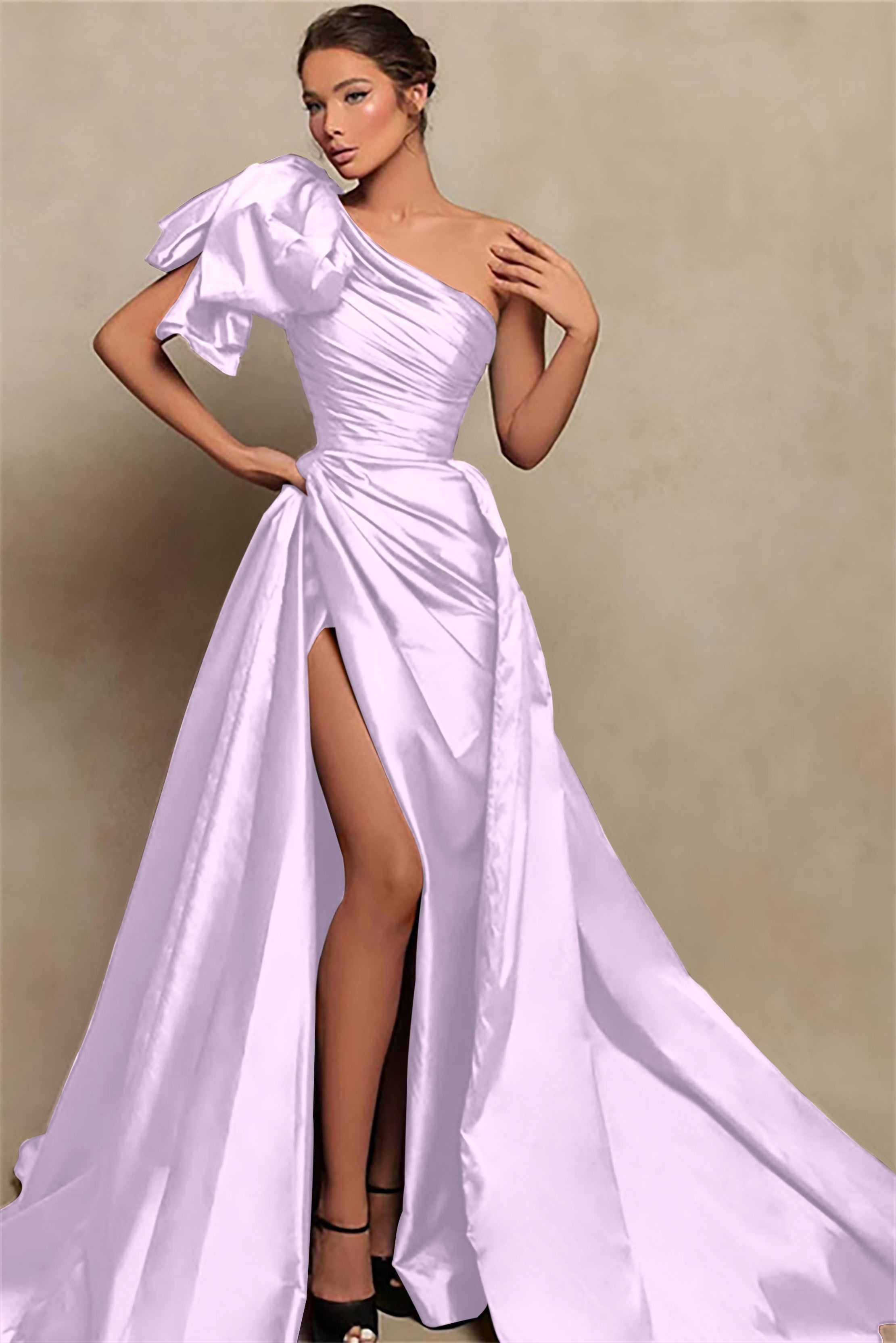 Beautiful Burgundy One Shoulder Mermaid Prom Dress with Split